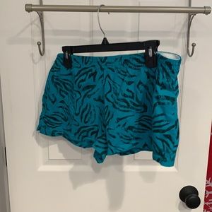OP teal and black zebra xl shorts